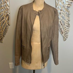 Truffle colored Moto faux leather jacket. Size xl nwt